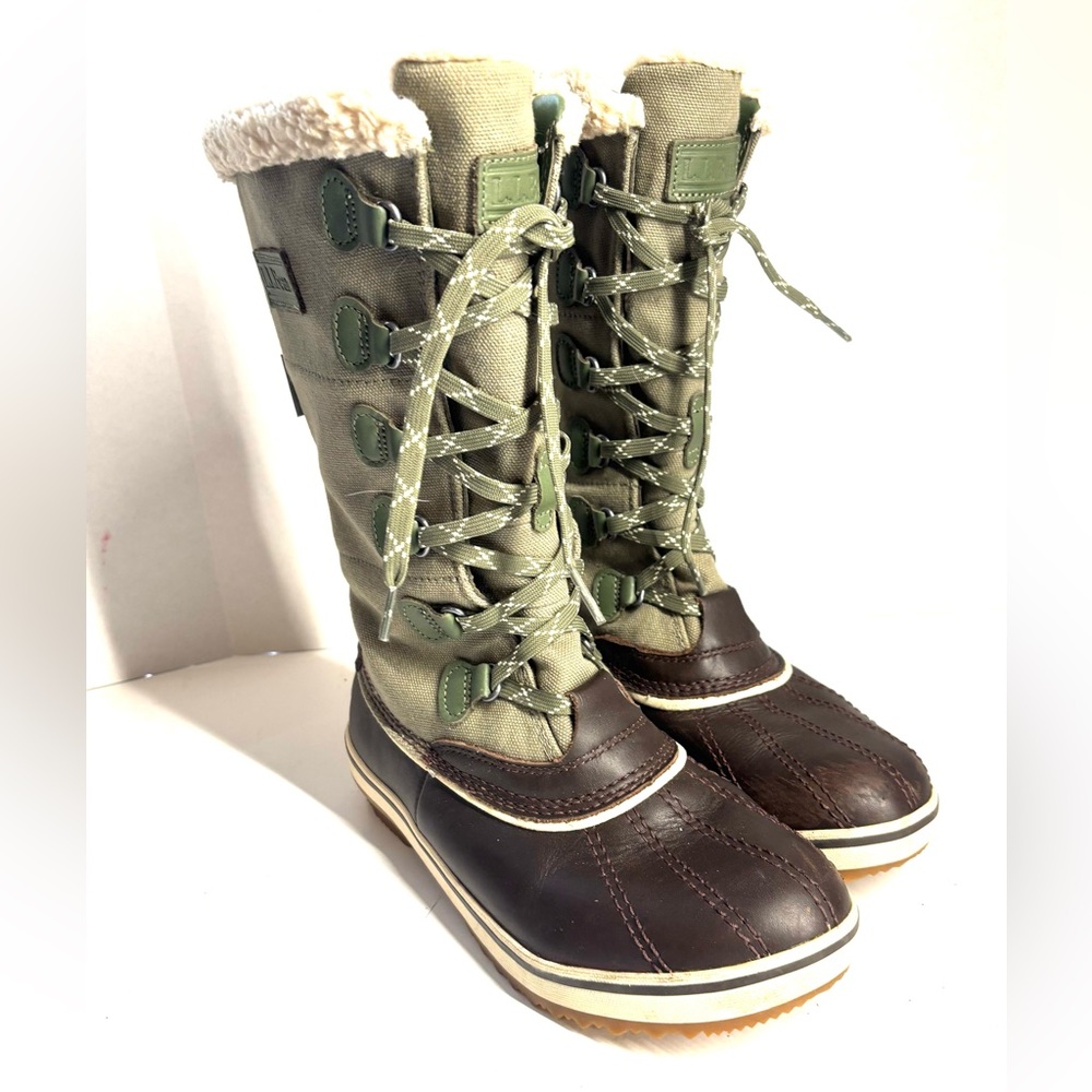 LL Bean Rangeley Insulated Pac Boots Tan Canvas Lace Up Waterproof 502965 Size 7